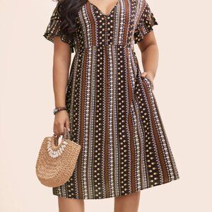 NEW BloomChic Ruffle Sleeve V Neck Midi Dress Size 1X 14/16